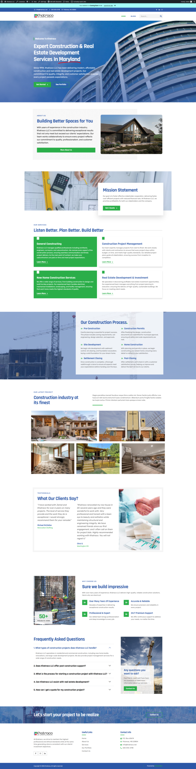 Custom website designed by Growth Partners &mdash; full-page screenshot, project 11